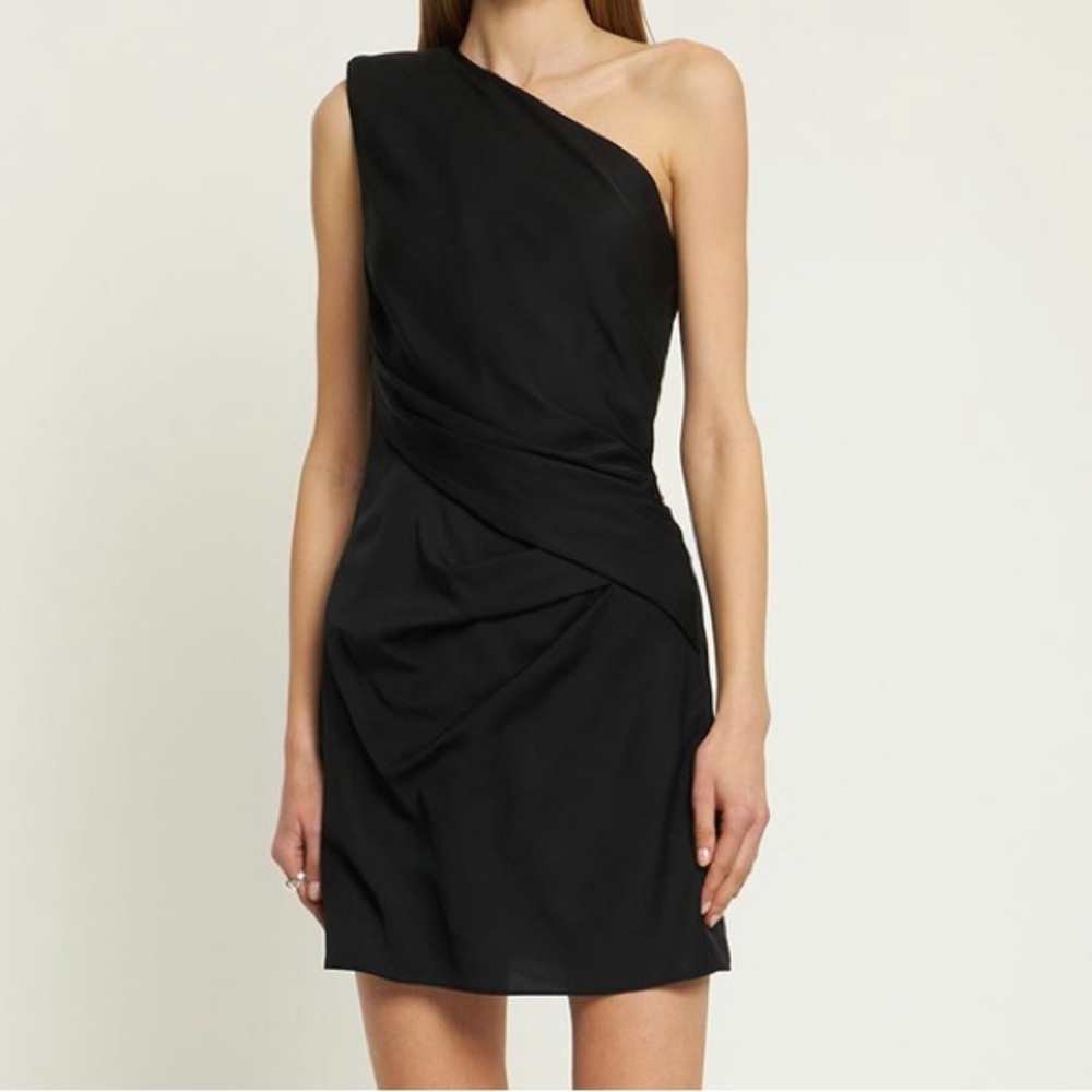 New Roland Mouret Asymmetric Stretch Silk Crepe Mini Dress One-Shoulder